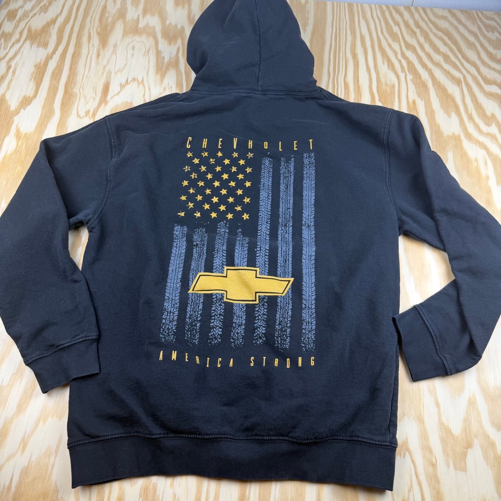 Just Hoods Chevrolet America Strong Hoodie Black Mens XL Pullover JHA001 Chevy